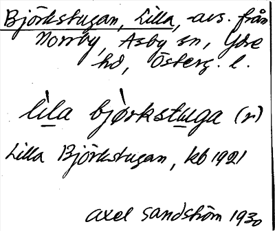 Bild på arkivkortet för arkivposten Björkstugan, Lilla
