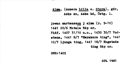 Bild på arkivkortet för arkivposten Alma (numera Lilla o. Stora)