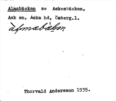 Bild på arkivkortet för arkivposten Almabäcken, se Askesbäcken