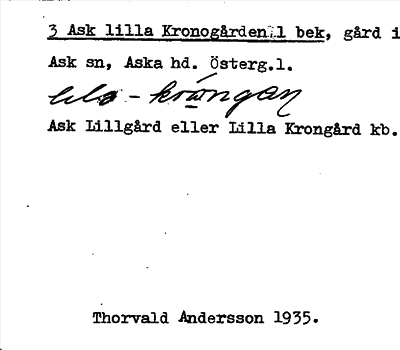 Bild på arkivkortet för arkivposten Ask lilla Kronogården