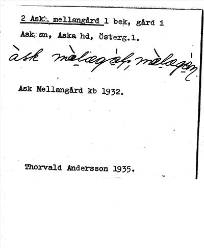 Bild på arkivkortet för arkivposten Ask mellangård