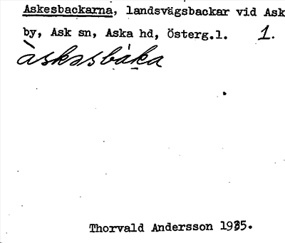 Bild på arkivkortet för arkivposten Askesbackarna