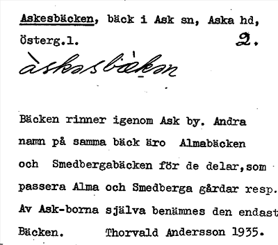 Bild på arkivkortet för arkivposten Askesbäcken