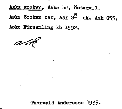 Bild på arkivkortet för arkivposten Asks socken