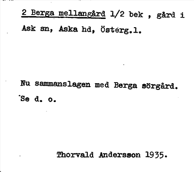 Bild på arkivkortet för arkivposten Berga mellangård