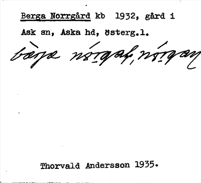 Bild på arkivkortet för arkivposten Berga Norrgård