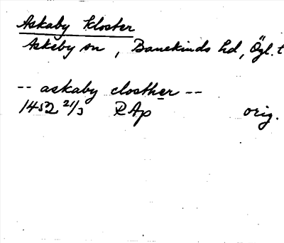 Bild på arkivkortet för arkivposten Askaby kloster