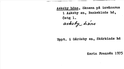 Bild på arkivkortet för arkivposten Askeby höns