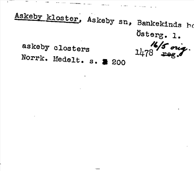 Bild på arkivkortet för arkivposten Askeby kloster