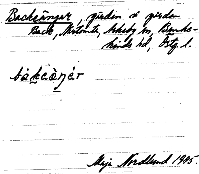 Bild på arkivkortet för arkivposten Backeängar