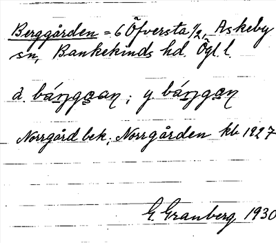 Bild på arkivkortet för arkivposten Berggården = Öfversta
