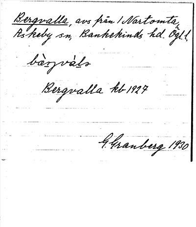 Bild på arkivkortet för arkivposten Bergvalla