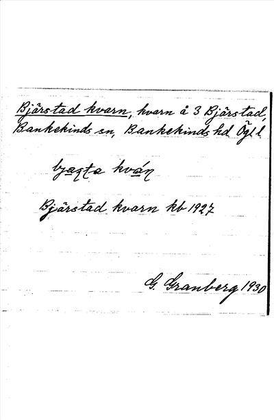 Bild på arkivkortet för arkivposten Bjärstad kvarn