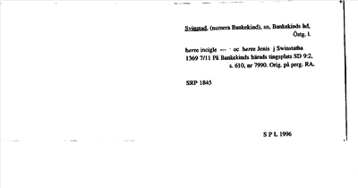 Bild på arkivkortet för arkivposten Svinsta (numera Bankekind)
