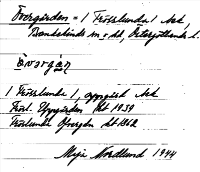 Bild på arkivkortet för arkivposten Övergården = Fröslunda