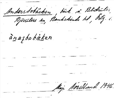 Bild på arkivkortet för arkivposten Andersbobäcken