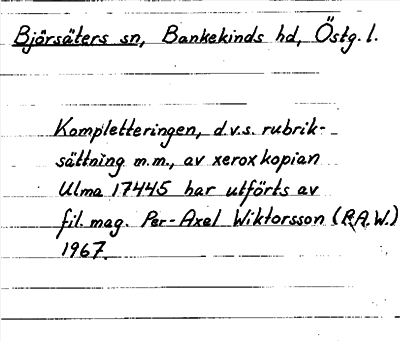 Bild på arkivkortet för arkivposten Björsäters sn