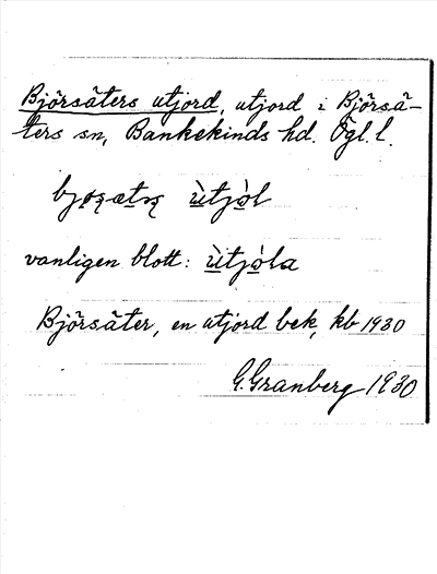 Bild på arkivkortet för arkivposten Björsäters utjord