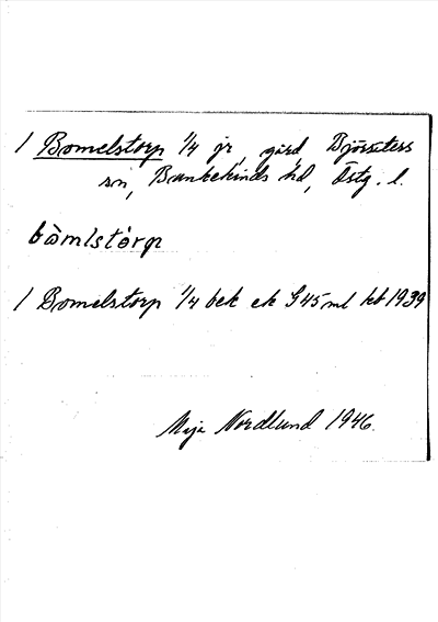 Bild på arkivkortet för arkivposten Bomelstorp
