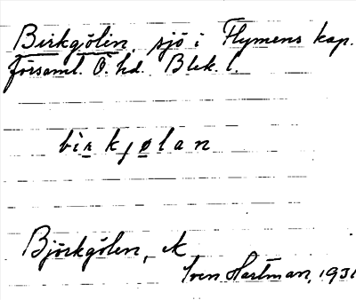 Bild på arkivkortet för arkivposten Birkgölin
