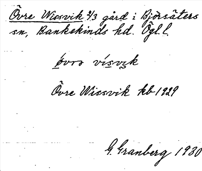Bild på arkivkortet för arkivposten Övre Wissvik