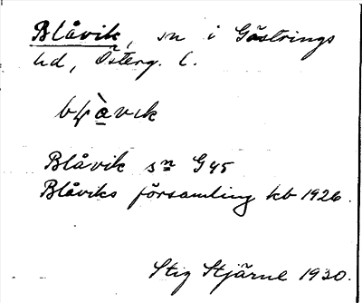 Bild på arkivkortet för arkivposten Blåvik