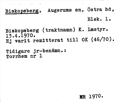 Bild på arkivkortet för arkivposten Biskopsberg