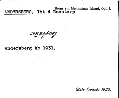 Bild på arkivkortet för arkivposten Andersberg