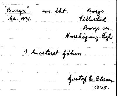 Bild på arkivkortet för arkivposten »Berga»
