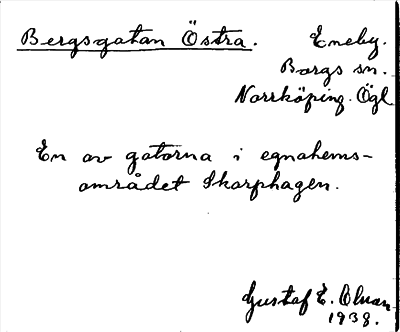 Bild på arkivkortet för arkivposten Bergsgatan Östra