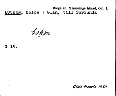 Bild på arkivkortet för arkivposten Bocken