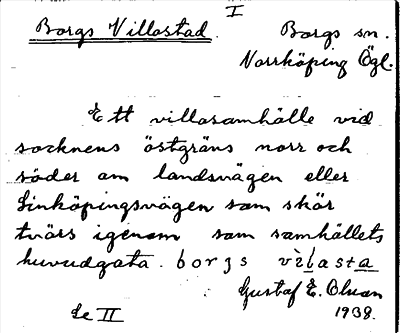 Bild på arkivkortet för arkivposten Borgs Villastad