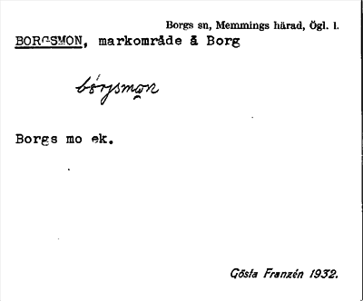 Bild på arkivkortet för arkivposten Borgsmon