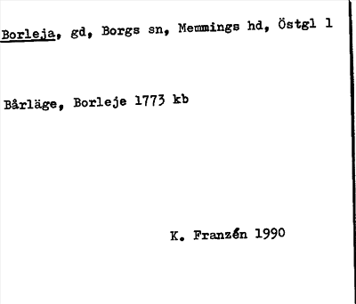 Bild på arkivkortet för arkivposten Borleja