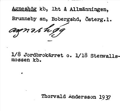 Bild på arkivkortet för arkivposten Agneshög