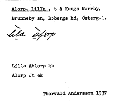 Bild på arkivkortet för arkivposten Alorp, Lilla