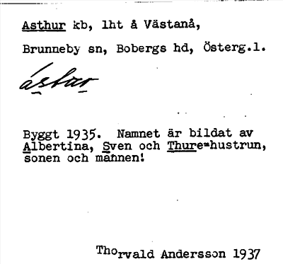Bild på arkivkortet för arkivposten Asthur