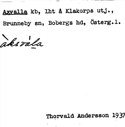 Bild på arkivkortet för arkivposten Axvalla