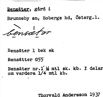 Bild på arkivkortet för arkivposten Bensäter