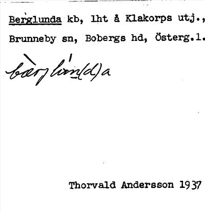 Bild på arkivkortet för arkivposten Berglunda