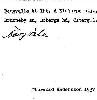 Bild på arkivkortet för arkivposten Bergvalla