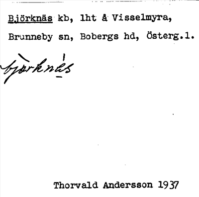 Bild på arkivkortet för arkivposten Björknäs