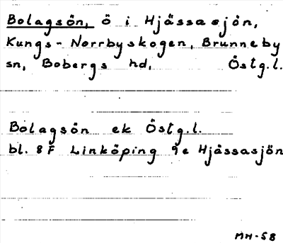 Bild på arkivkortet för arkivposten Bolagsön
