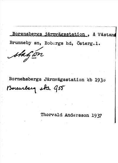 Bild på arkivkortet för arkivposten Borensbergs järnvägsstation