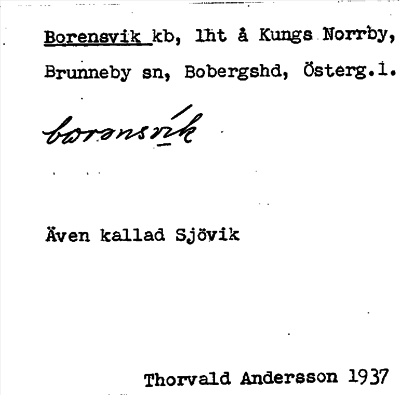 Bild på arkivkortet för arkivposten Borensvik
