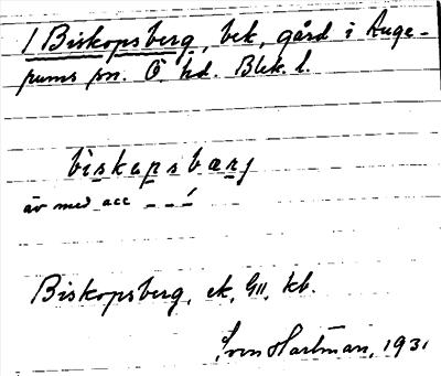 Bild på arkivkortet för arkivposten Biskopsberg