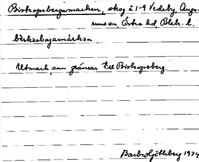 Bild på arkivkortet för arkivposten Biskopsbergamarken
