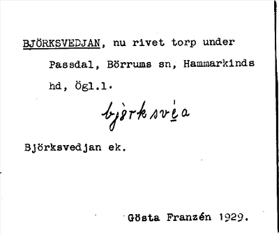 Bild på arkivkortet för arkivposten Björksvedjan