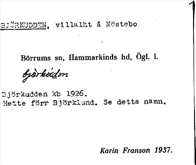 Bild på arkivkortet för arkivposten Björkudden