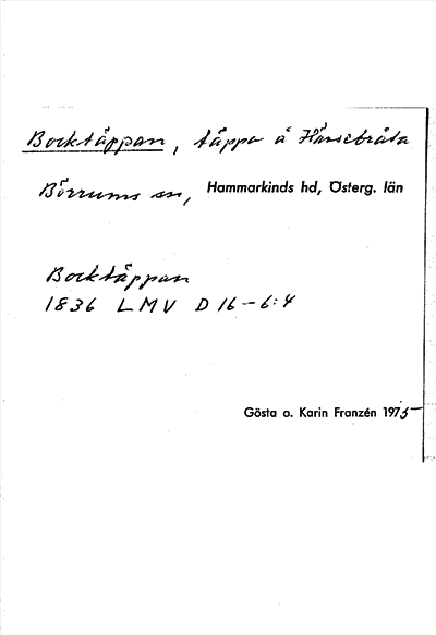 Bild på arkivkortet för arkivposten Bocktäppan